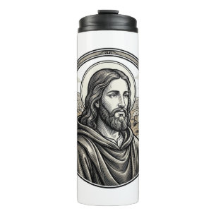 Vintage Engraving Religious Portrait Shirt Thermal Tumbler