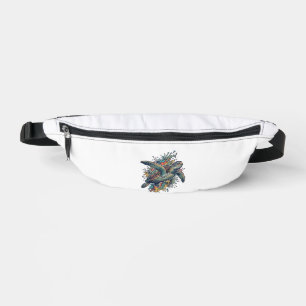 Vintage Engraving Sea Turtle Splash Vector Design_ Bum Bags