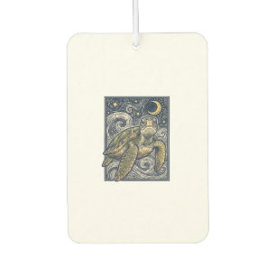 Vintage Engraving Sea Turtle Starry Night Car Air Freshener