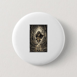 Vintage Engraving Shepherd and Lamb Forest 6 Cm Round Badge
