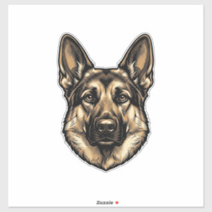 Vintage Engraving Shepherd Dog Vector Design_1