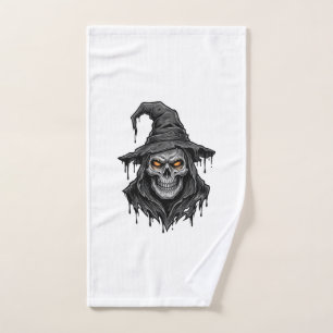 Vintage Engraving Skull Witch Hat Halloween Shirt_ Hand Towel