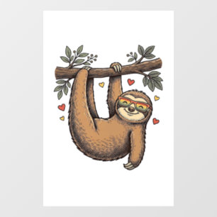 Vintage Engraving Sloth Heart Rainbow Shirt Design