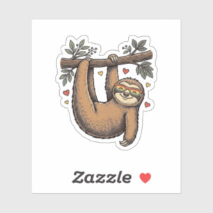 Vintage Engraving Sloth Heart Rainbow Shirt Design