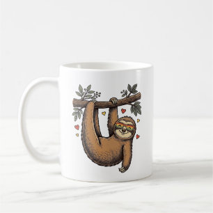 Vintage Engraving Sloth Heart Rainbow Shirt Design Coffee Mug