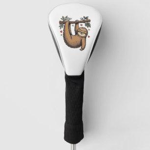 Vintage Engraving Sloth Heart Rainbow Shirt Design Golf Head Cover