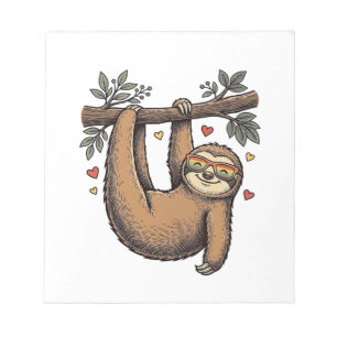 Vintage Engraving Sloth Heart Rainbow Shirt Design Notepad