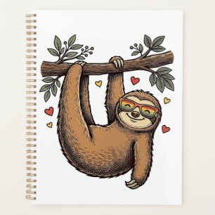 Vintage Engraving Sloth Heart Rainbow Shirt Design Planner