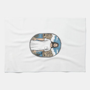 Vintage Engraving Spiritual Figure Scenic T-Shirt Tea Towel