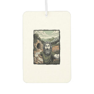 Vintage Engraving Surprised Bearded Portrait Desig Car Air Freshener