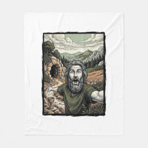 Vintage Engraving Surprised Bearded Portrait Desig Fleece Blanket