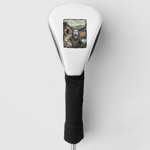 Vintage Engraving Surprised Bearded Portrait Desig Golf Head Cover