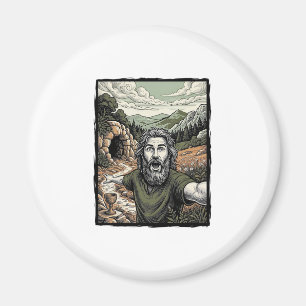Vintage Engraving Surprised Bearded Portrait Desig Magnet