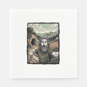 Vintage Engraving Surprised Bearded Portrait Desig Napkin