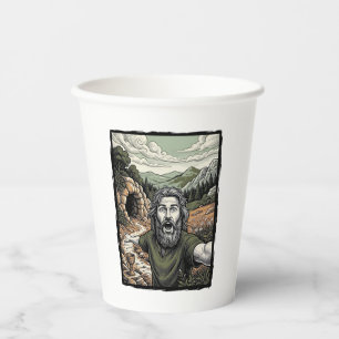 Vintage Engraving Surprised Bearded Portrait Desig Paper Cups