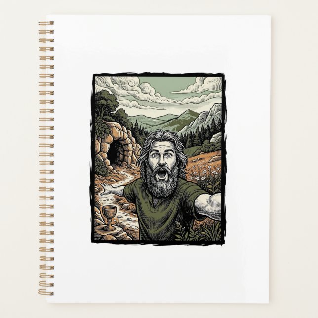Vintage Engraving Surprised Bearded Portrait Desig Planner (Front)