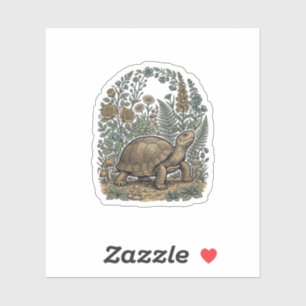 Vintage Engraving Turtle Botanical Garden
