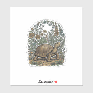 Vintage Engraving Turtle Botanical Garden