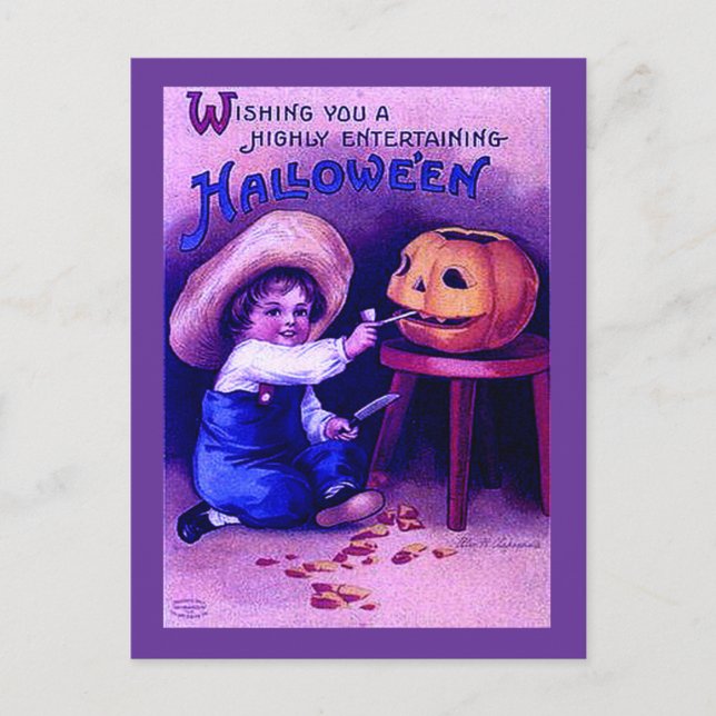 Vintage Entertaining Halloween Postcard (Front)