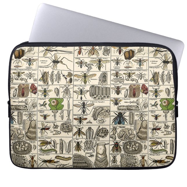 Vintage Entomology Laptop Sleeve (Front)