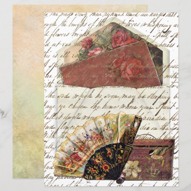Vintage Envelope Insert Fan Hat box Old Writing (Front/Back)
