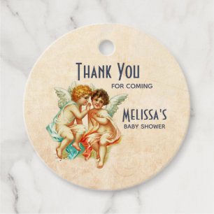 Vintage Ephemera Angel Cherubs Baby Shower Favour Tags