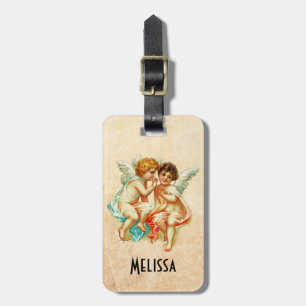 Vintage Ephemera Angel Cherubs Illustration Luggage Tag