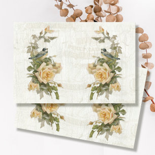 Vintage Ephemera Bird Botanical Floral Decoupage  Tissue Paper