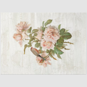 Vintage Ephemera Botanical Flowers Birds Decoupage Tissue Paper