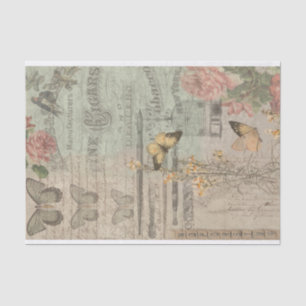 Vintage Ephemera & Butterfly Shabby Chic Decoupage Tissue Paper