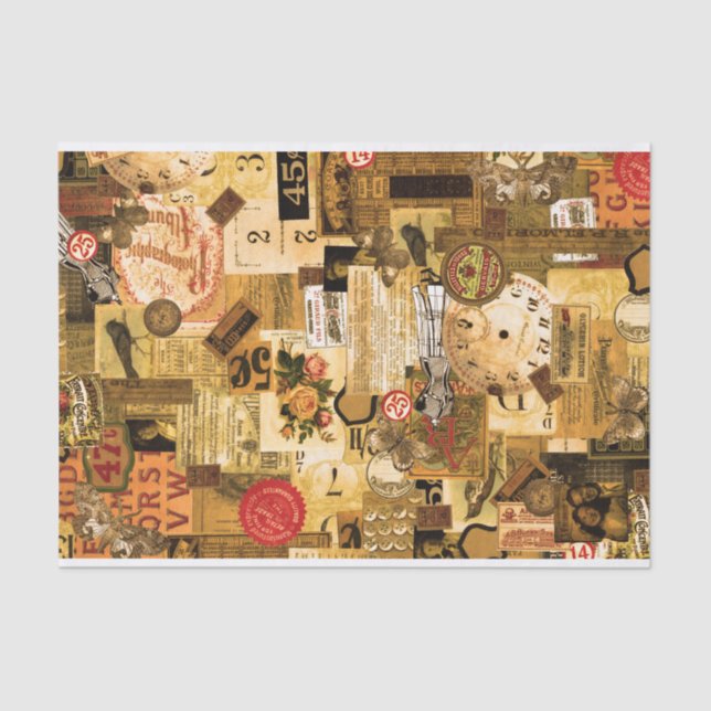 Vintage Ephemera Collage Craft Tissue Paper (Front)