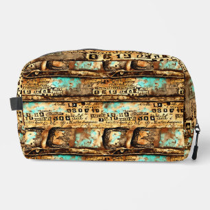 Vintage Ephemera Collage of Old Banknotes Dopp Kit
