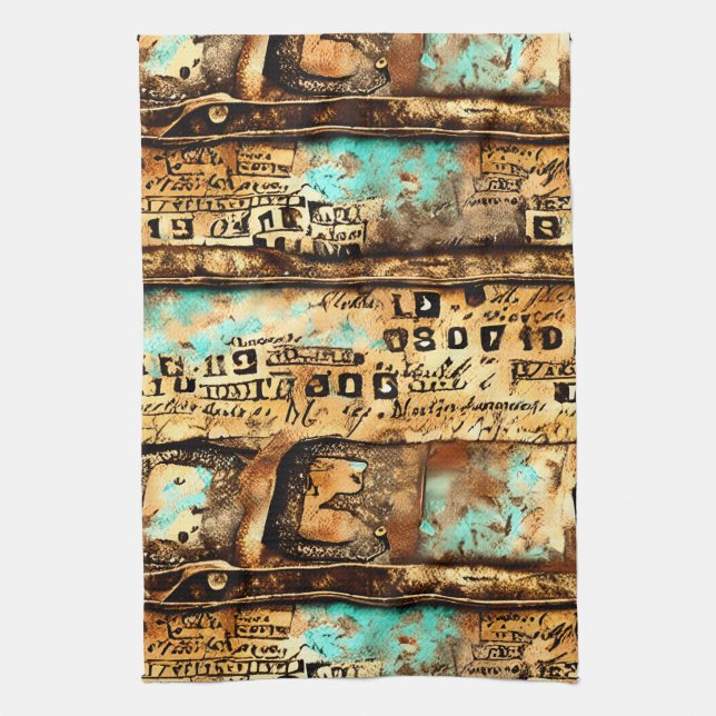Vintage Ephemera Collage of Old Banknotes Tea Towel (Vertical)