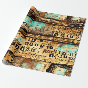 Vintage Ephemera Collage of Old Banknotes Wrapping Paper