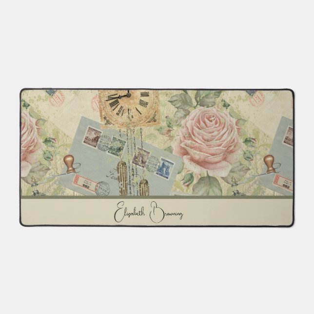 VINTAGE EPHEMERA DESIGN WITH NAME DESK MAT (Front)