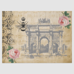 Vintage Ephemera Floral Script Bee Decoupage Roses Tissue Paper