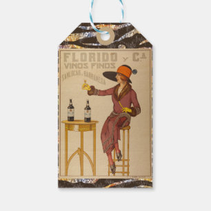 Vintage Ephemera Lady Wine Toast Gift Tag