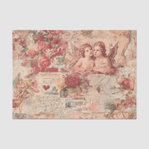 Vintage Ephemera Roses and Cherubs Tissue Paper