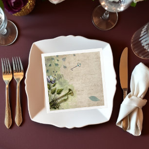 Vintage Ephemeral Floral Trumpet Horn Decoupage Napkin