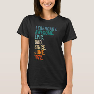 Vintage Epic Dad Since June 1972 50th Birthday Id T-Shirt