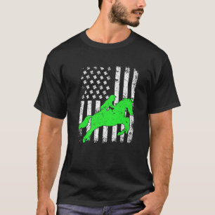 Vintage Equestrian American Flag St Patrick's Day T-Shirt