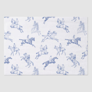 Vintage Equestrian Blue White Toile Tissue Paper