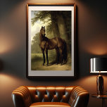 Vintage Equestrian Horse Landscape Digital Art Poster<br><div class="desc">Vintage Equestrian Brown Horse Landscape Painting Poster with digital art in vintage style</div>