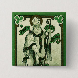 Vintage - Erin Go Bragh - St. Patrick's Greetings 15 Cm Square Badge