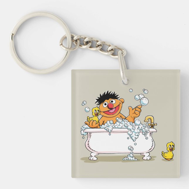 Vintage Ernie in Bathtub Key Ring (Front)