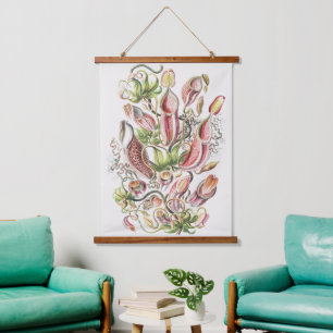 Vintage Ernst Haeckel Botanical Pitcher Plant Hanging Tapestry