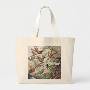 Vintage Ernst Haeckel Colourful Hummingbird Poster Large Tote Bag