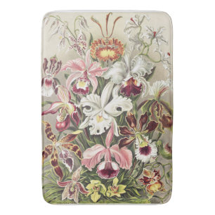 Vintage Ernst Haeckel Orchid Botanical Print Bath Mat