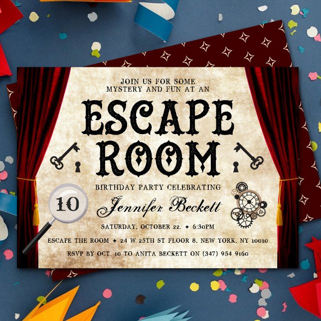 Vintage Escape Room Party Any Age Birthday Invitation (Creator Uploaded)