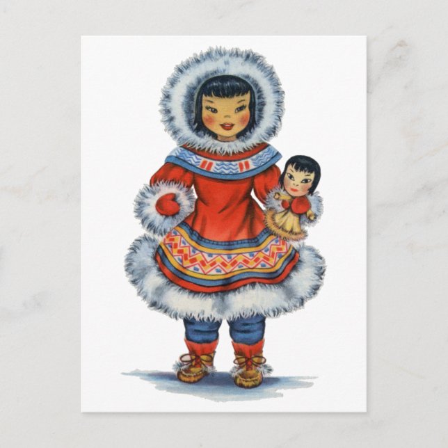 Vintage Eskimo traditional dress Postcard (Front)